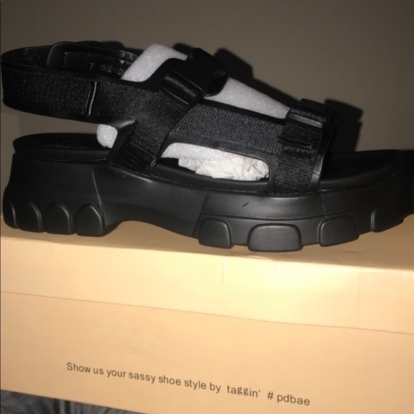UNDENIABLE CHUNKY SPORTS SANDALS IN BLACK PU - Picture 5 of 5